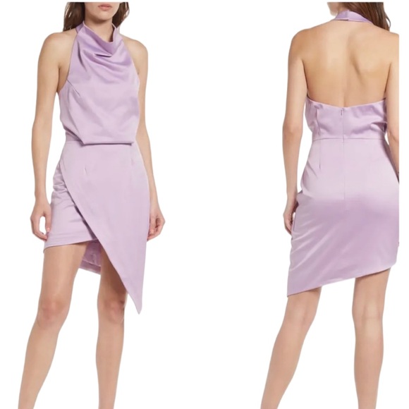 ELLIATT Camo Asymmetric Satin Cocktail Dress lilac light purple Size Small - Picture 7 of 7